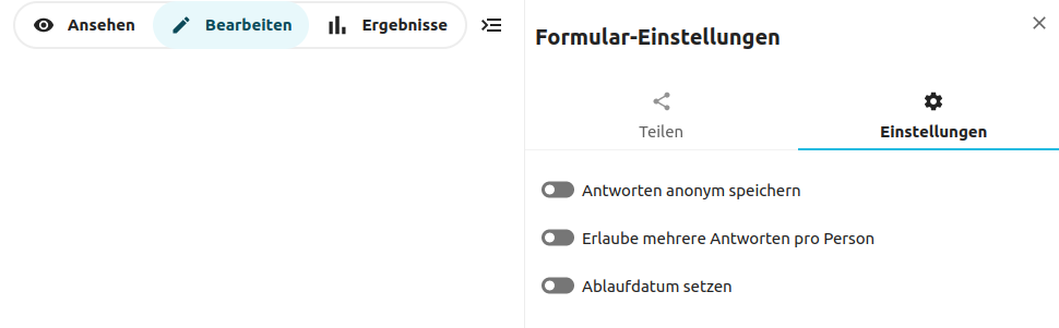 Nextcloud Forms Einstellungen