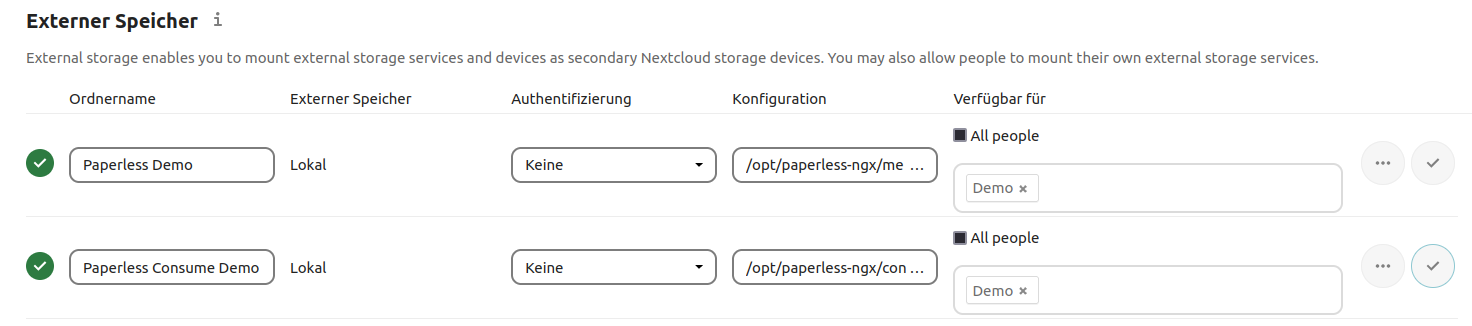 Nextcloud externe Speicher für Paperless