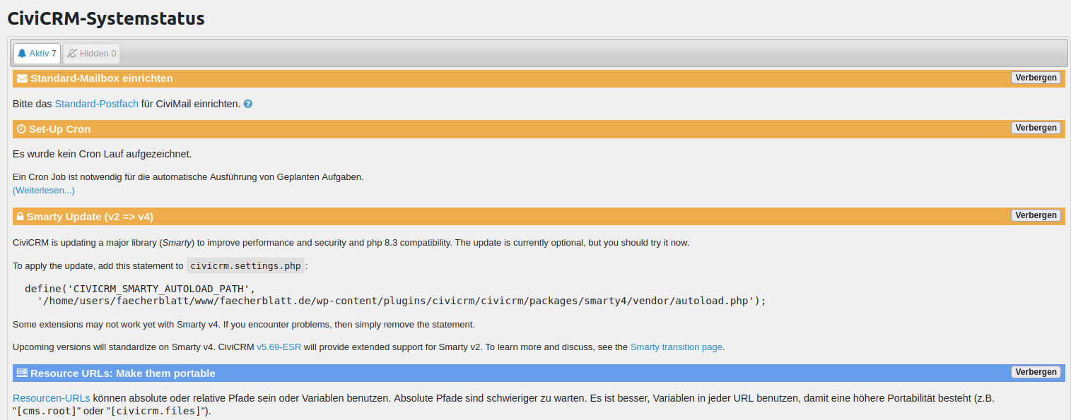 CiviCRM Systemstatus