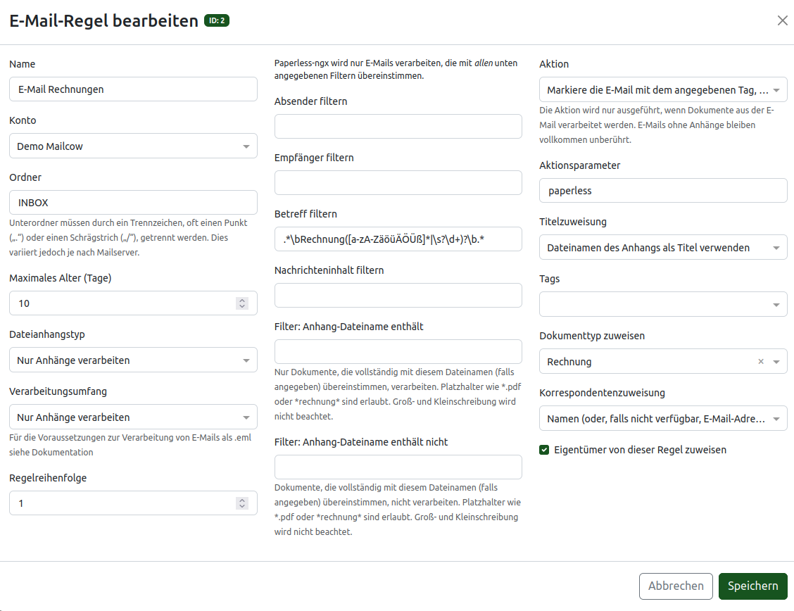 Neue E-Mail Regel erstellen